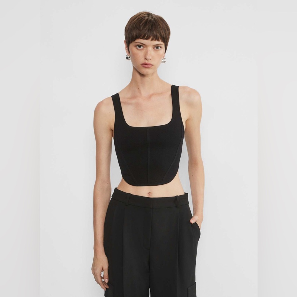 Aritzia Babaton Sculpt Knit Bustier Tank - Black - Medium